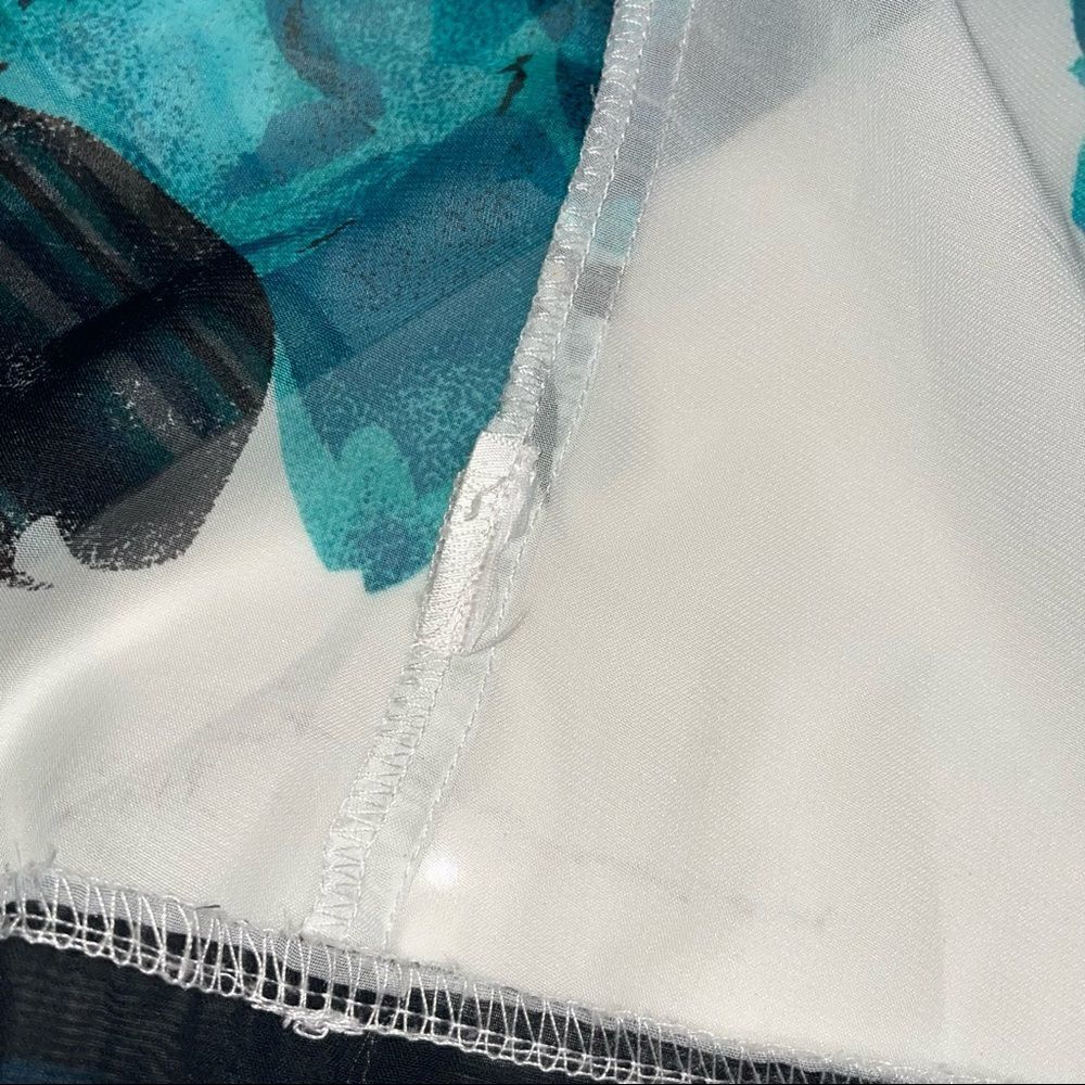 New Directions Sheer Teal, Black, Tan & Cream Floral Open Shawl - Size Small - Picture 5 of 5